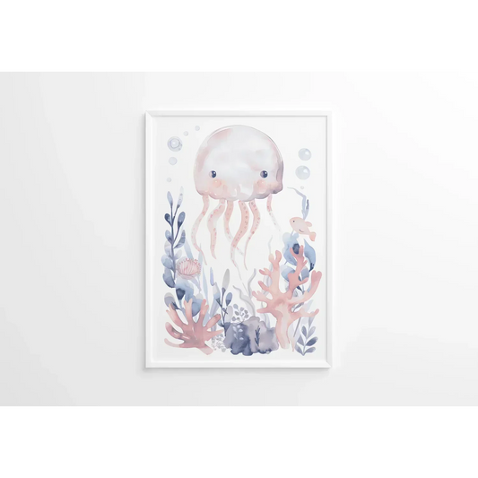 Blue Octopus Nursery Wall Art - Print
