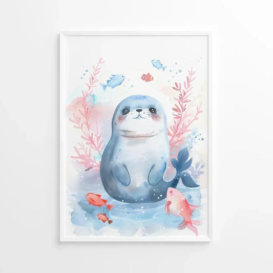 Blue Seal Nursery Wall Art - Print