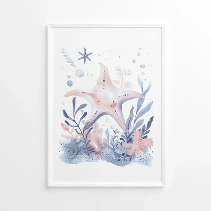 Blue Starfish Nursery Wall Art Print - Print