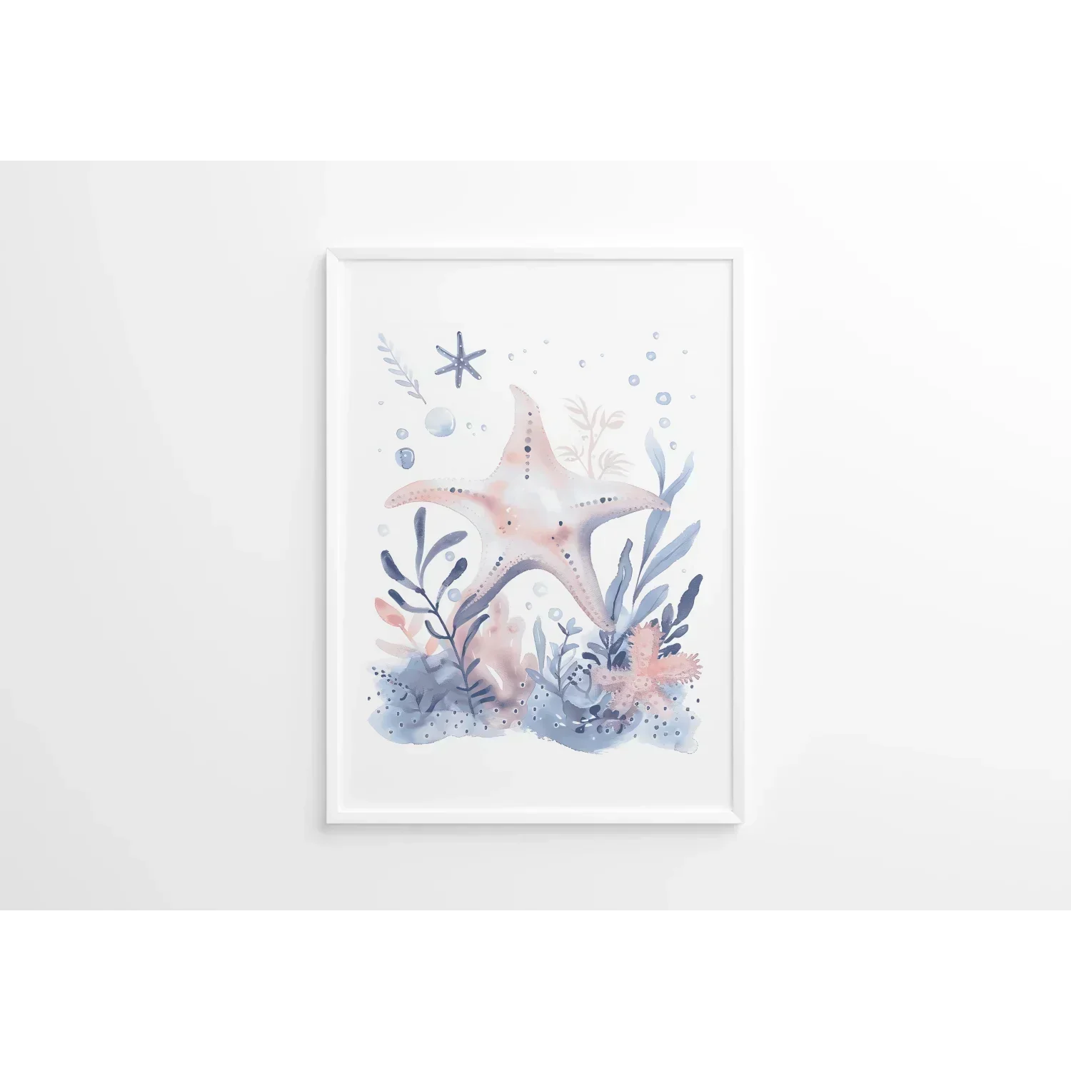 Blue Starfish Nursery Wall Art Print - Print
