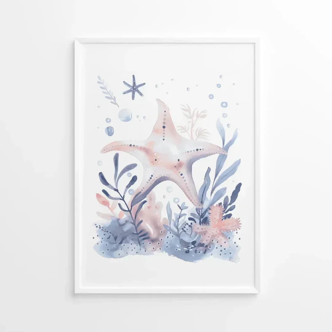 Blue Starfish Nursery Wall Art Print - Print