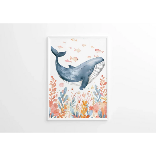 Blue Whale Nursery Wall Art - Print
