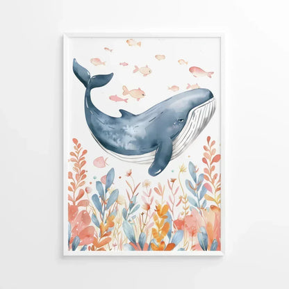 Blue Whale Nursery Wall Art - Print