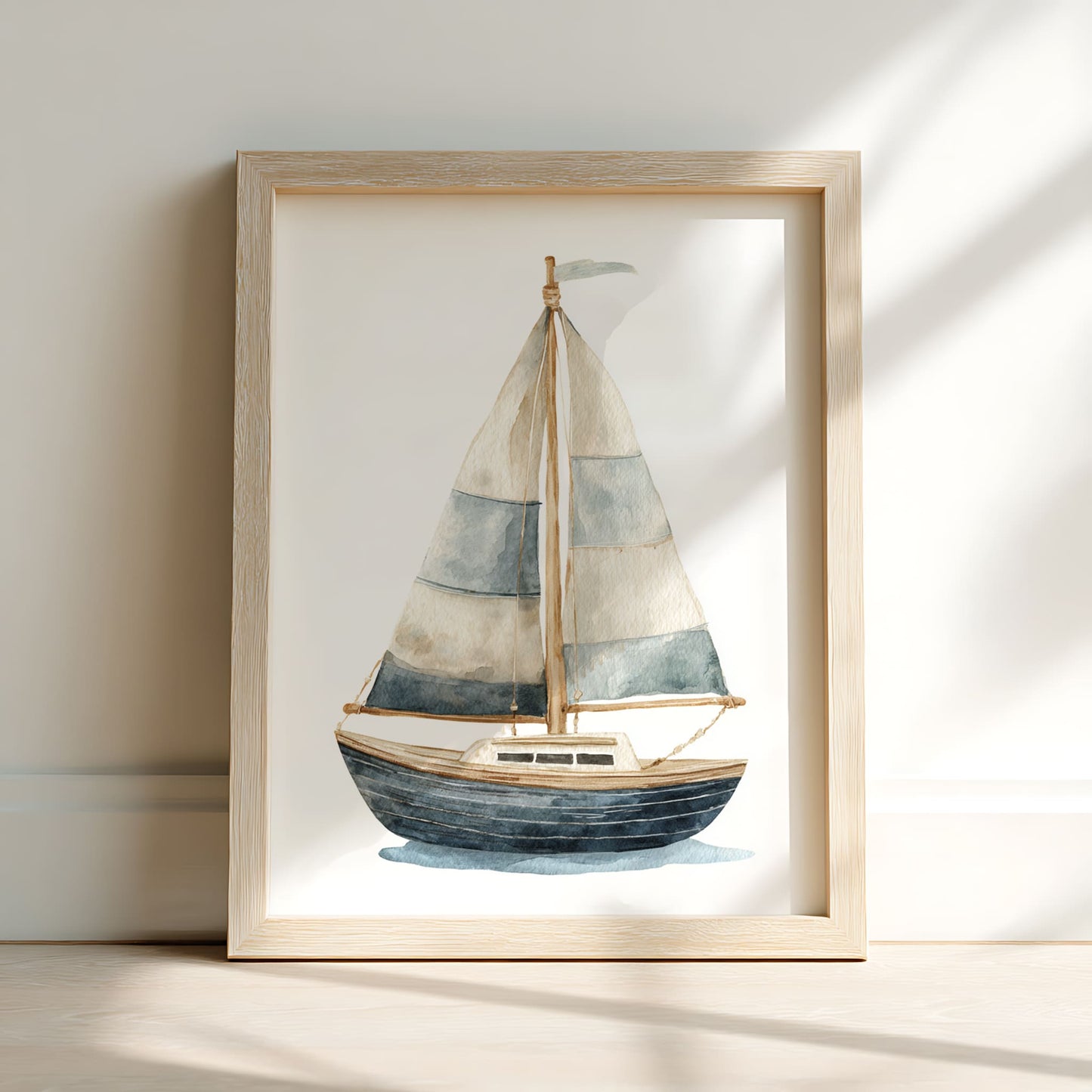 Vintage Watercolour Boat Nursery Wall Art Framed Print