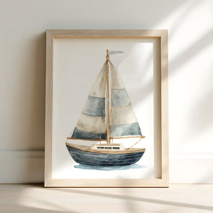 Vintage Coastal Nursery Wall Art Set of 6  Framed Prints