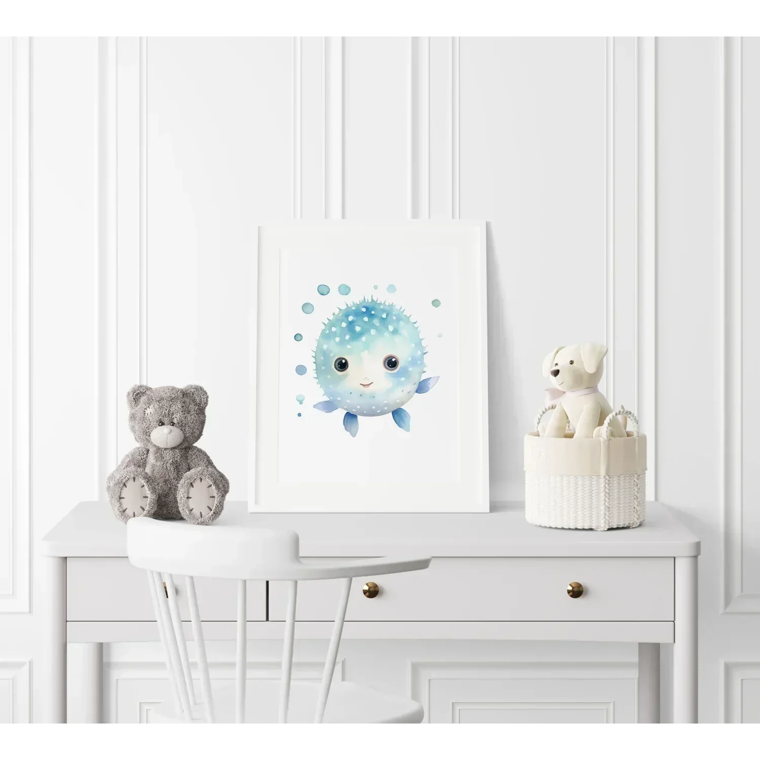Bubbles the Puffer Nursery Wall Art - Print