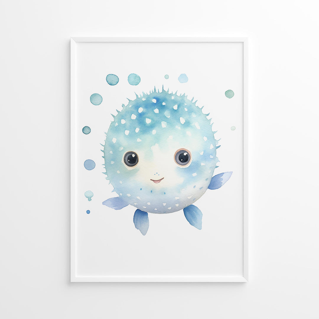 watercolor puffer fish