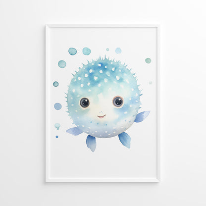 watercolor puffer fish