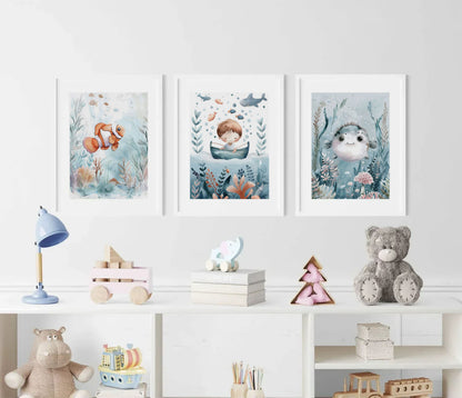 Watercolour Clownfish Nursery Wall Art Print