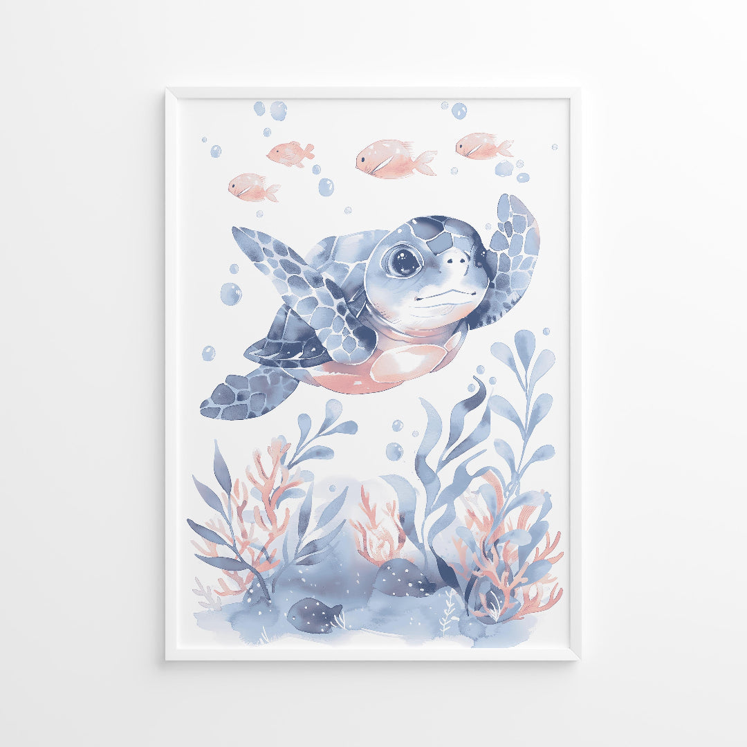 Seal Dolphin and Turtle Nursery Wall Art Set of 3 Prints